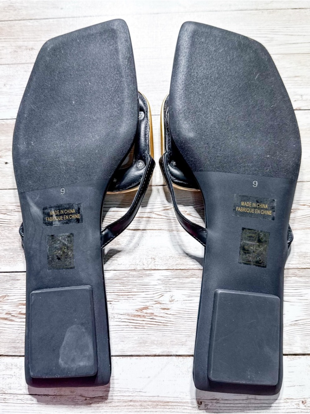 NEW Jeffery Campbell Linques 2 Sandal in Black & Gold Leather Size 9 - Picture 3 of 10